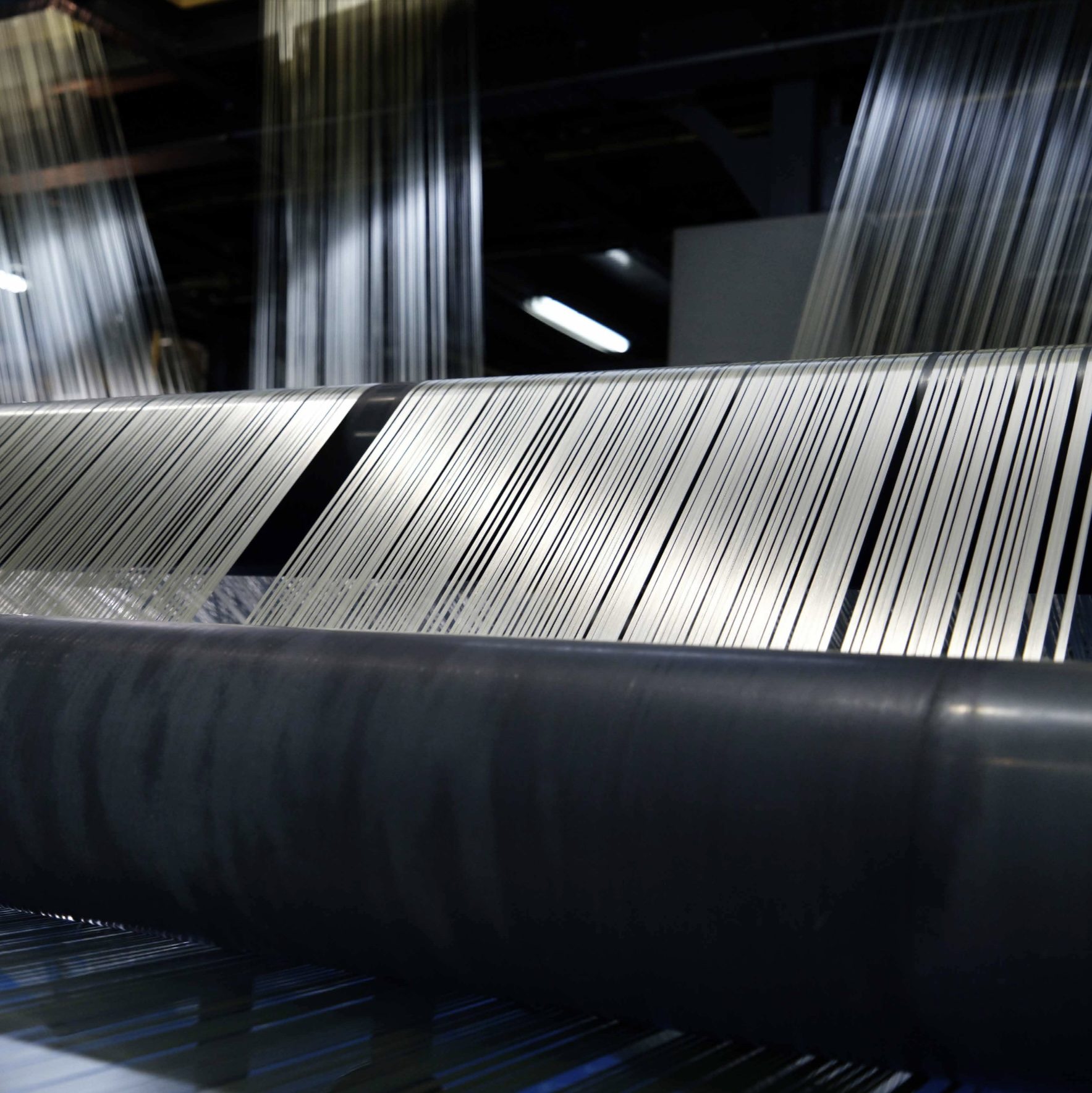 Carbon fibre weaving loom in production